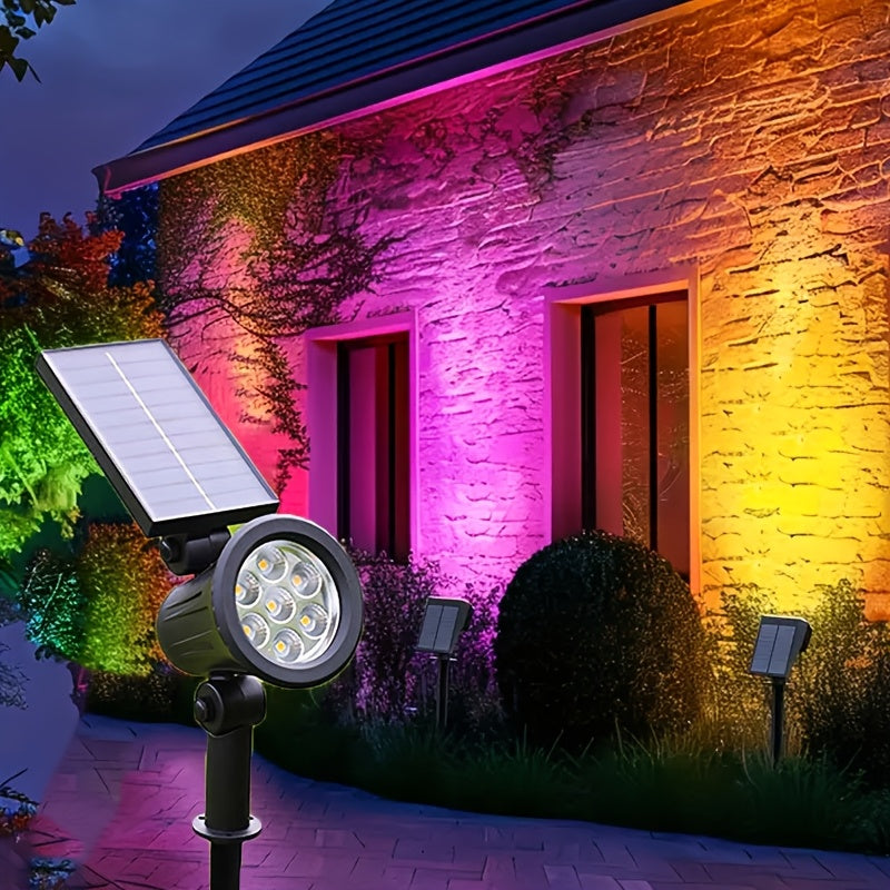 9-LED RGB Solar Outdoor Spotlight Waterproof Wall Stairs Terrace Garden Decoration