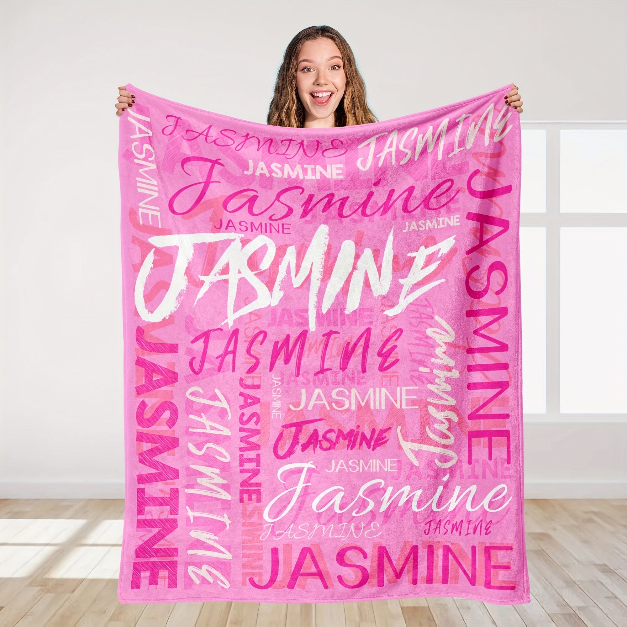 Personalized Soft Flannel Blanket Custom Name All-Season Throw for Office Chair Picnic Travel