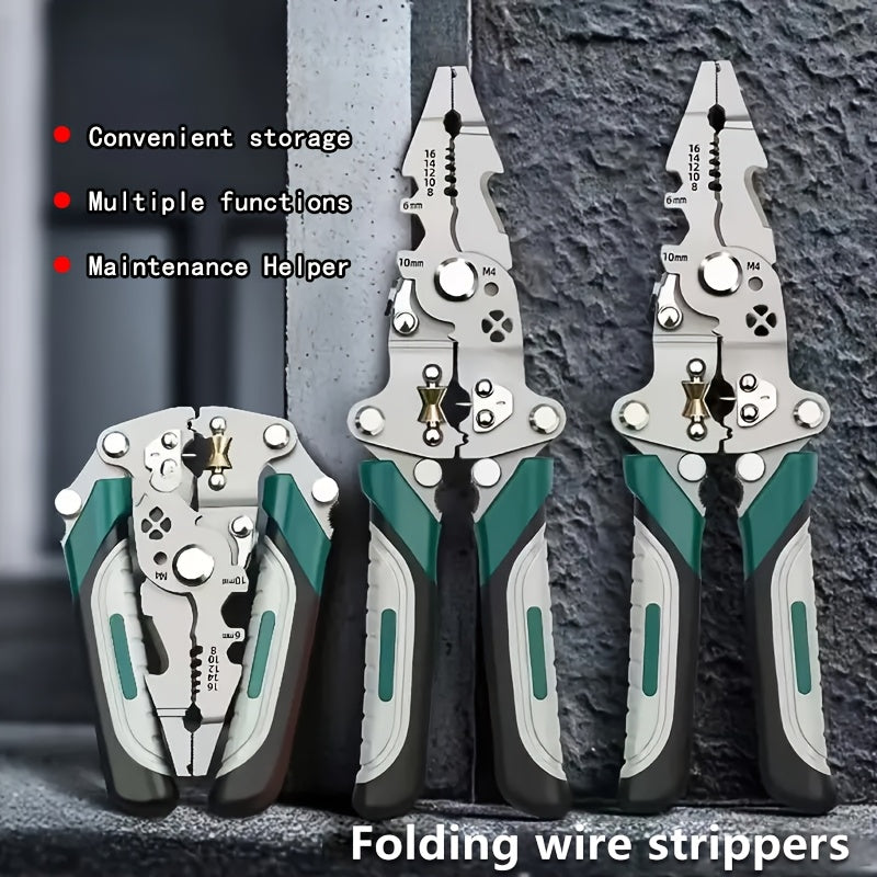 Industrial-Grade Wire Stripping Pliers Multifunctional Electrician Tool Black Grey Green