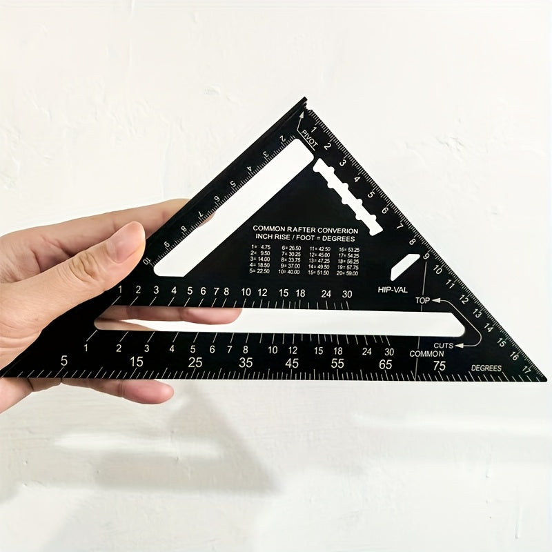 Transportador de aluminio negro con ángulos de 90° y 45°, resistente al agua y a los arañazos para carpintería, industrial y científico