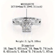 To‘g‘ri burchakli Moissanite to‘y uzuk - Taklif va yubiley uchun mukammal, gippoallergen kesish shank, Boho uslubi, Ayollar uchun nafis S925 sterling kumush zargarlik buyumlari, Sovg‘a qutisi bilan birga keladi.
