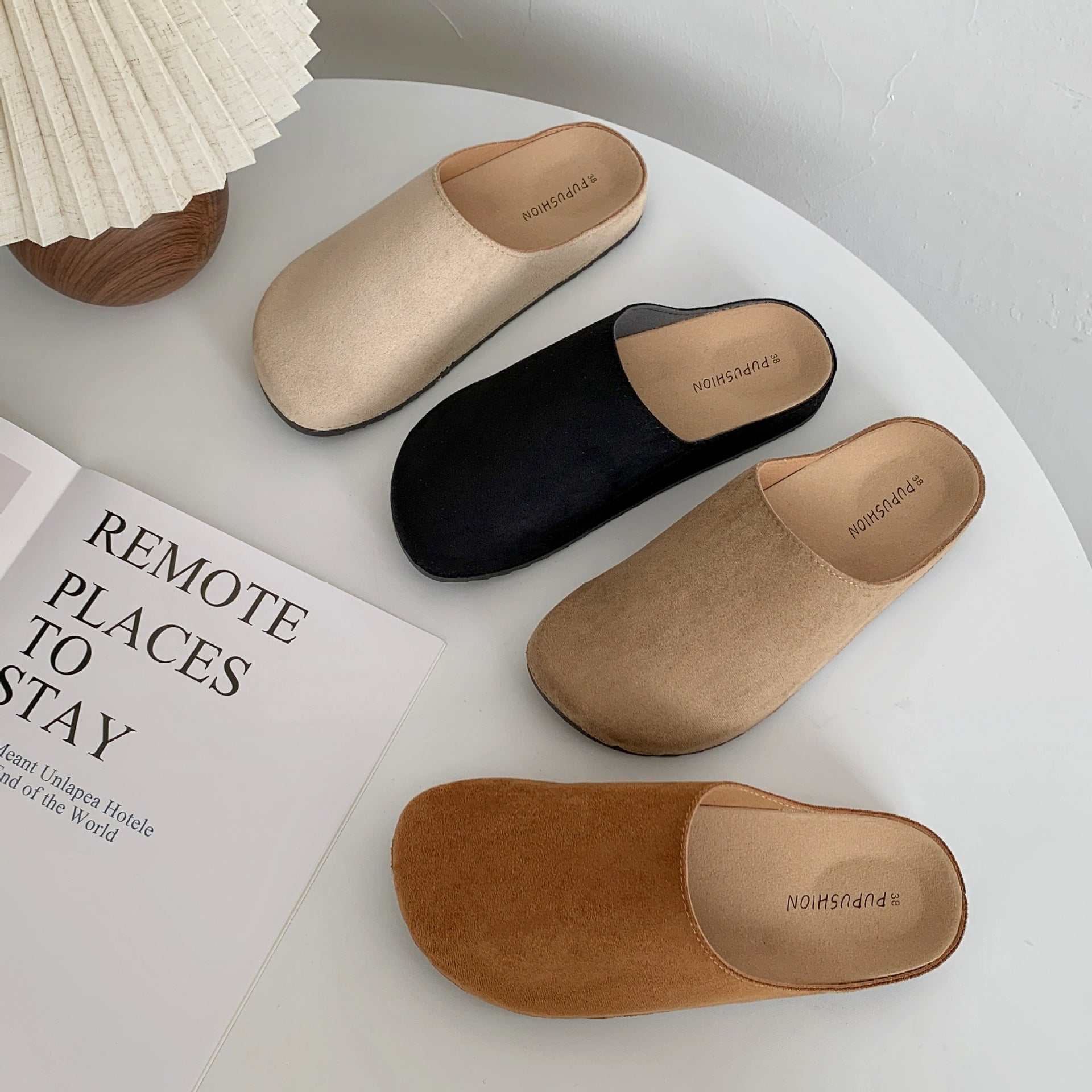 Women's Vintage Beige Slip-On Mules with Soft Cushioned Insole