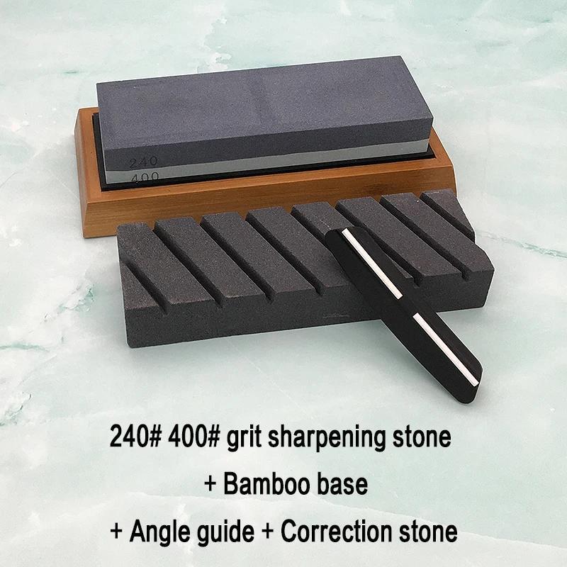 Ikki tomonlama qattiqlashtirish toshi, asos va burchak qoʻllanmasi bilan, pichoqni qattiqlashtiruvchi