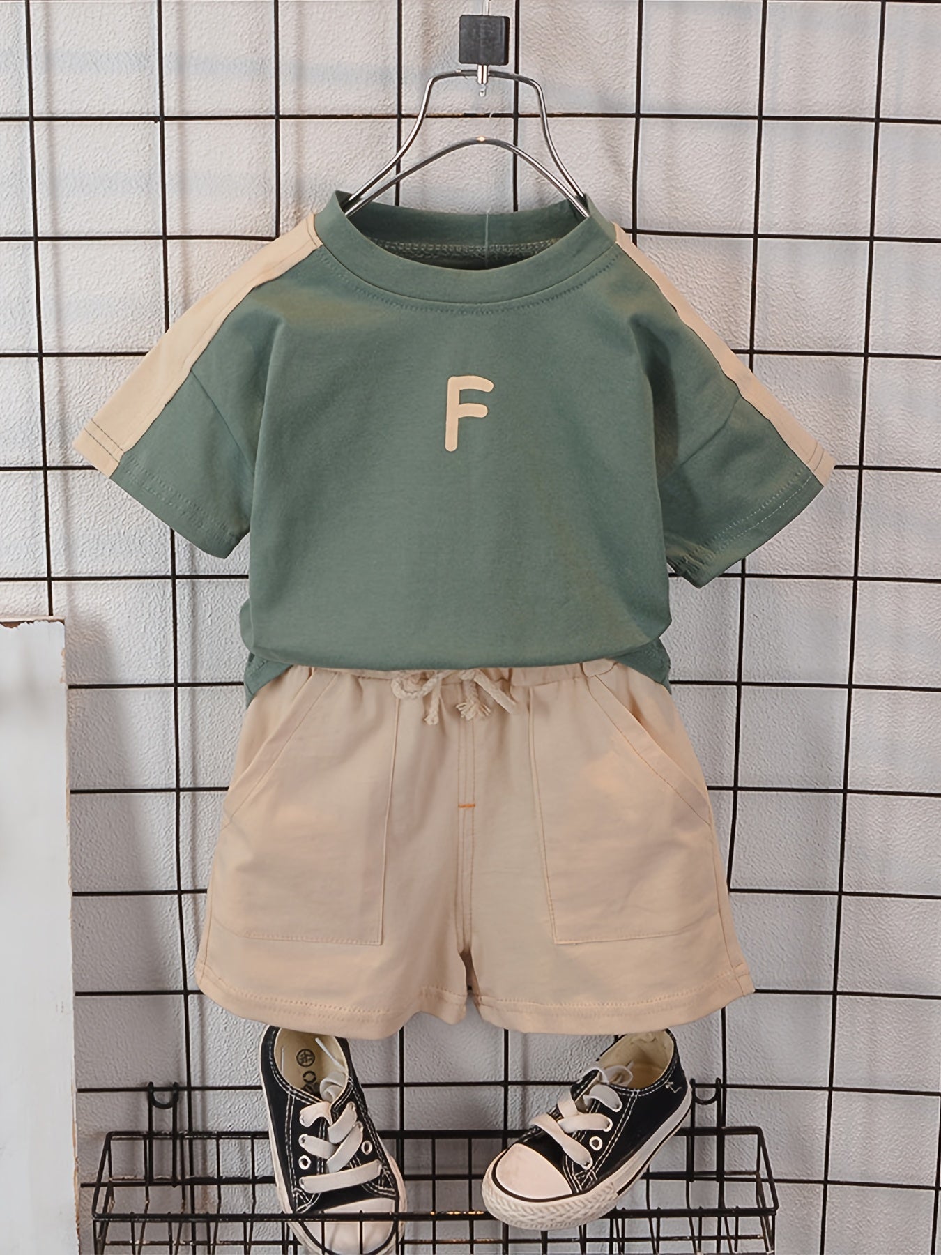 Boys Summer Casual Outfit Cotton T-Shirt and Shorts Letter Print Kids Clothing