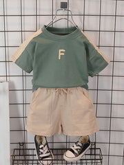 Boys Summer Casual Outfit Cotton T-Shirt and Shorts Letter Print Kids Clothing