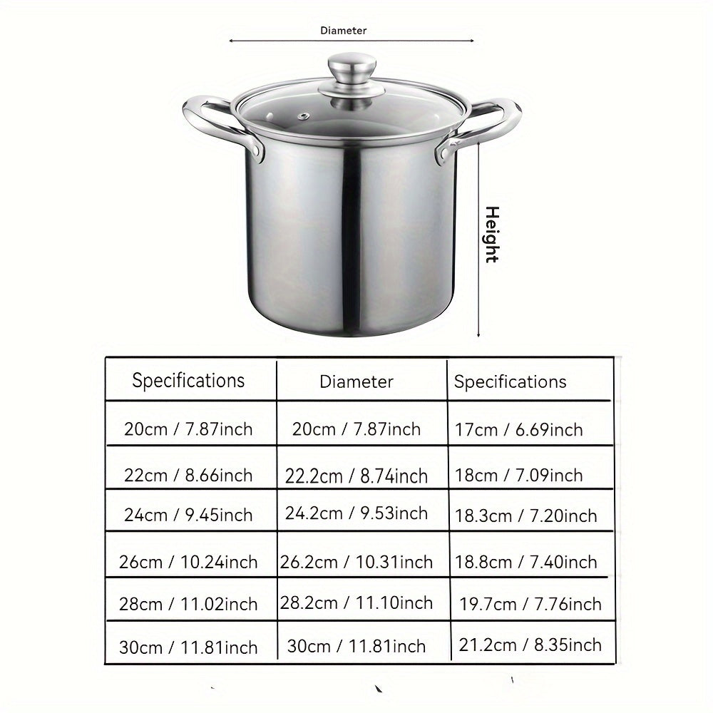 Set of High Soup Pots with Straight Bodies, Durable Stainless Steel, 3 Sizes