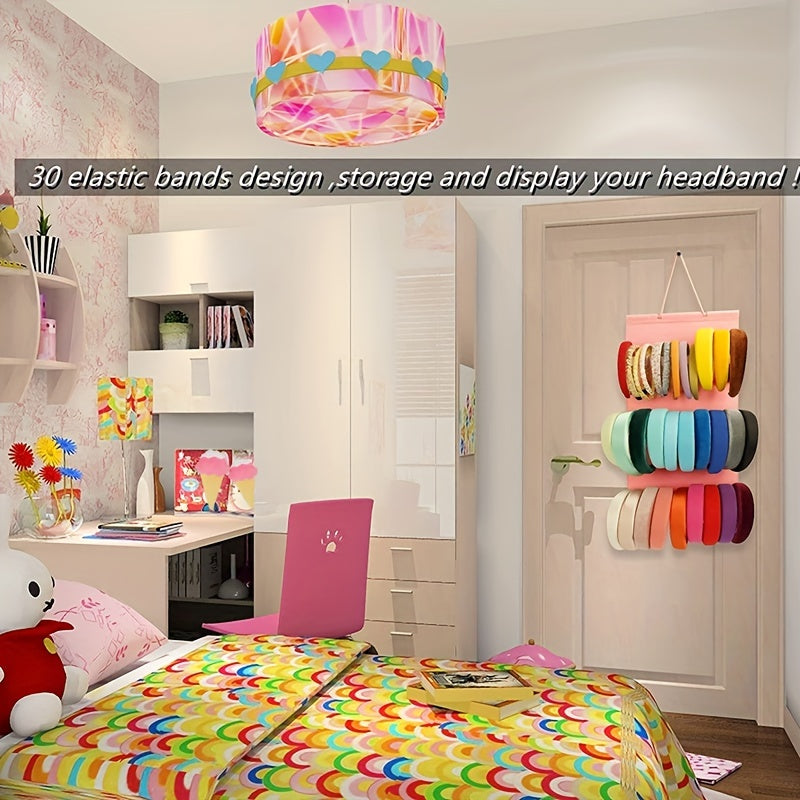 Kids Girls Hair Accessories Organizer Hanging Storage with 12 Hooks and Pockets