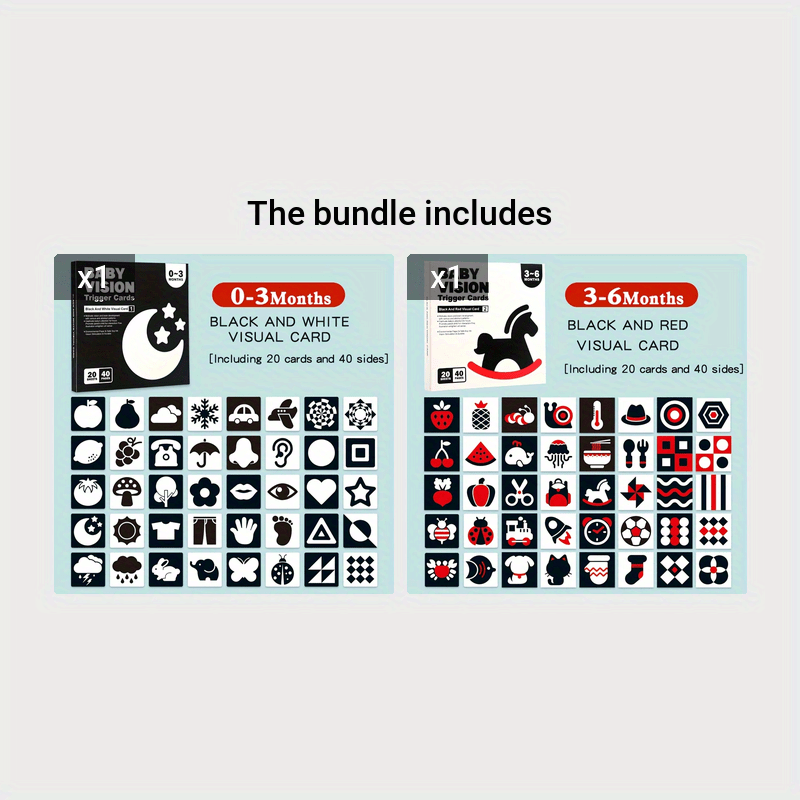Black and White Flash Cards for Toddlers 0-3 Early Learning Educational Toy Gift