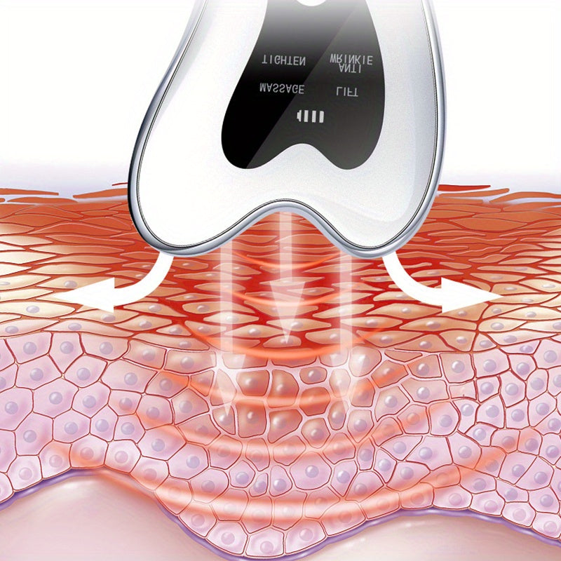 Masajeador facial eléctrico Gua Sha con calor, vibración y modo múltiple, recargable
