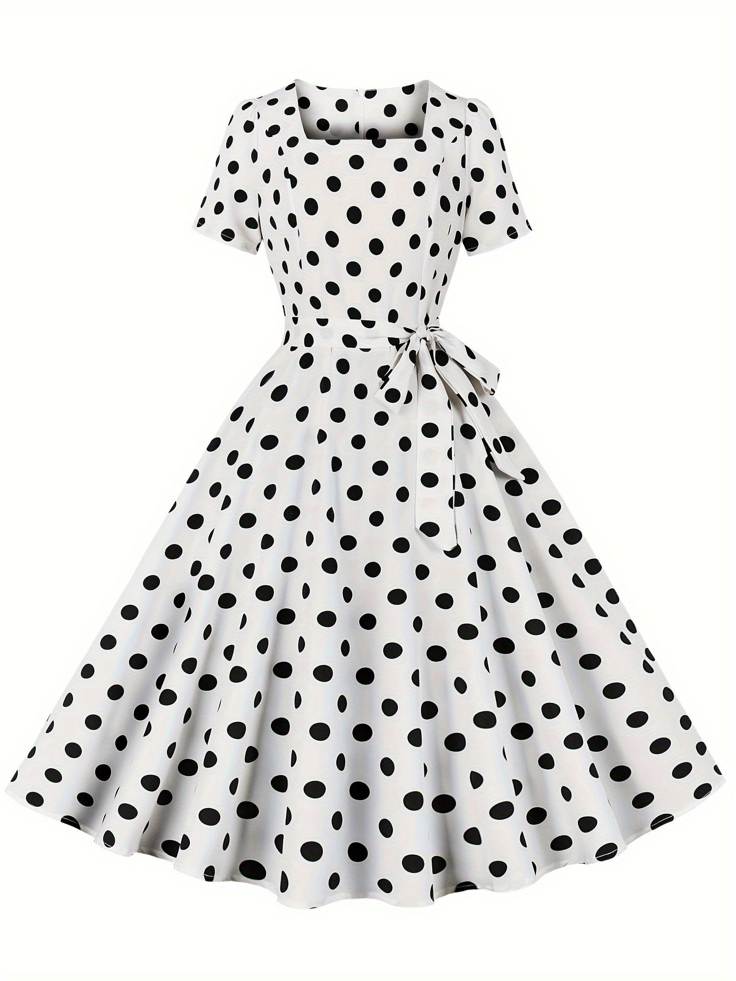 Polka Dot A Line Vintage Kiyim, Qisqa Yengli Ayollar Uchun Bayram Kiyimi