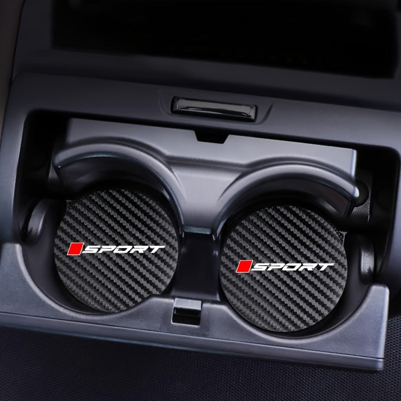 2pcs Non-Slip Carbon Fiber Car Cup Holder Coasters Round Interior Accessories