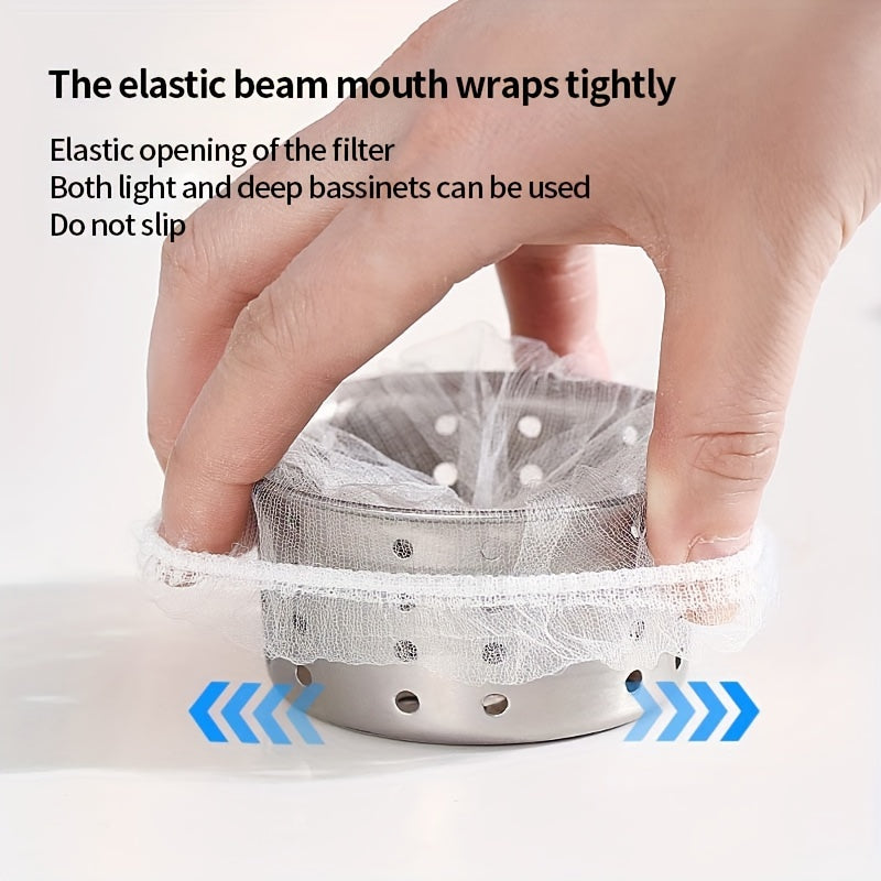 Paquete de 100 bolsas desechables para coladores de fregadero de malla de nylon para una limpieza fácil