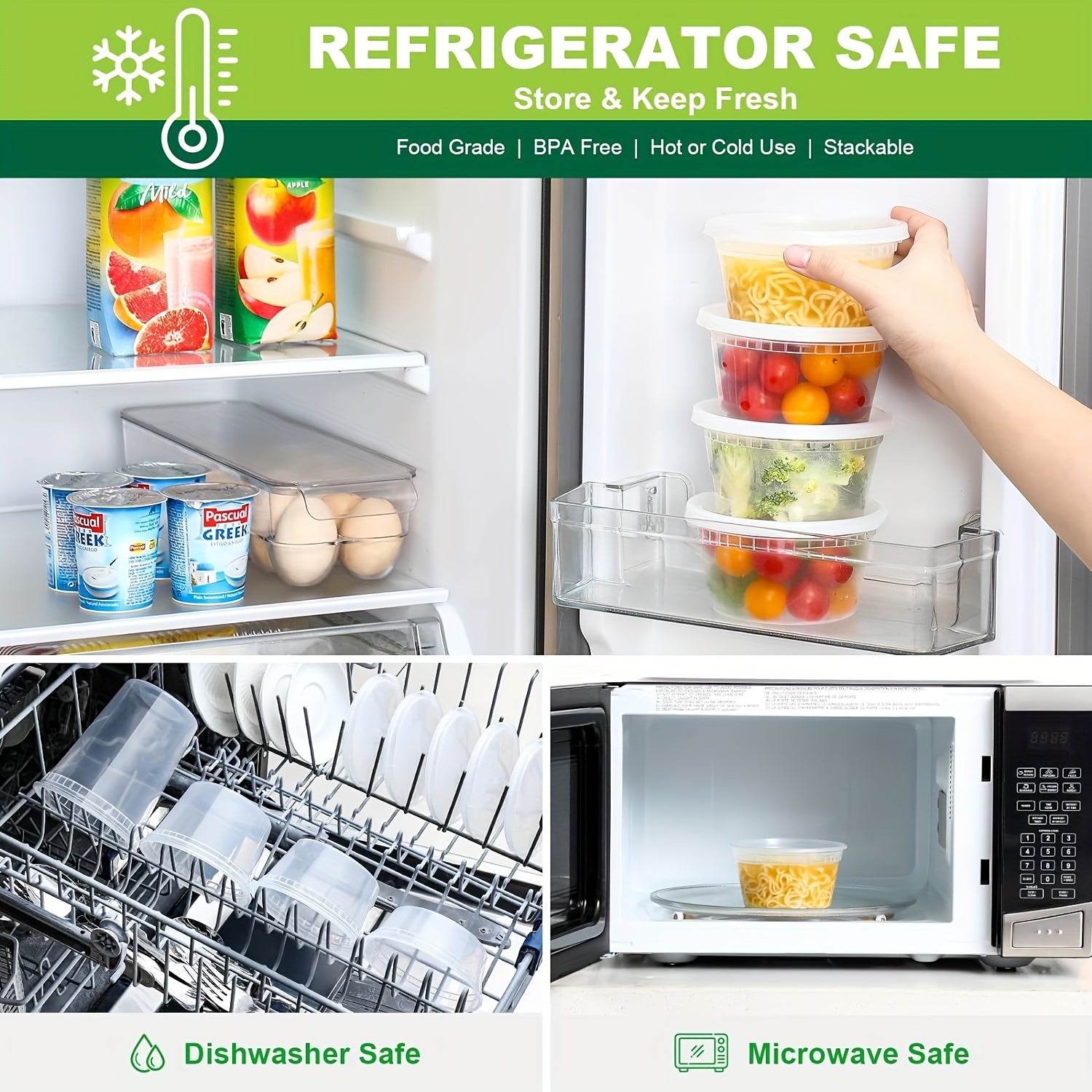 Set of 24 Colorful 12-Ounce Plastic Food Storage Containers with Lids