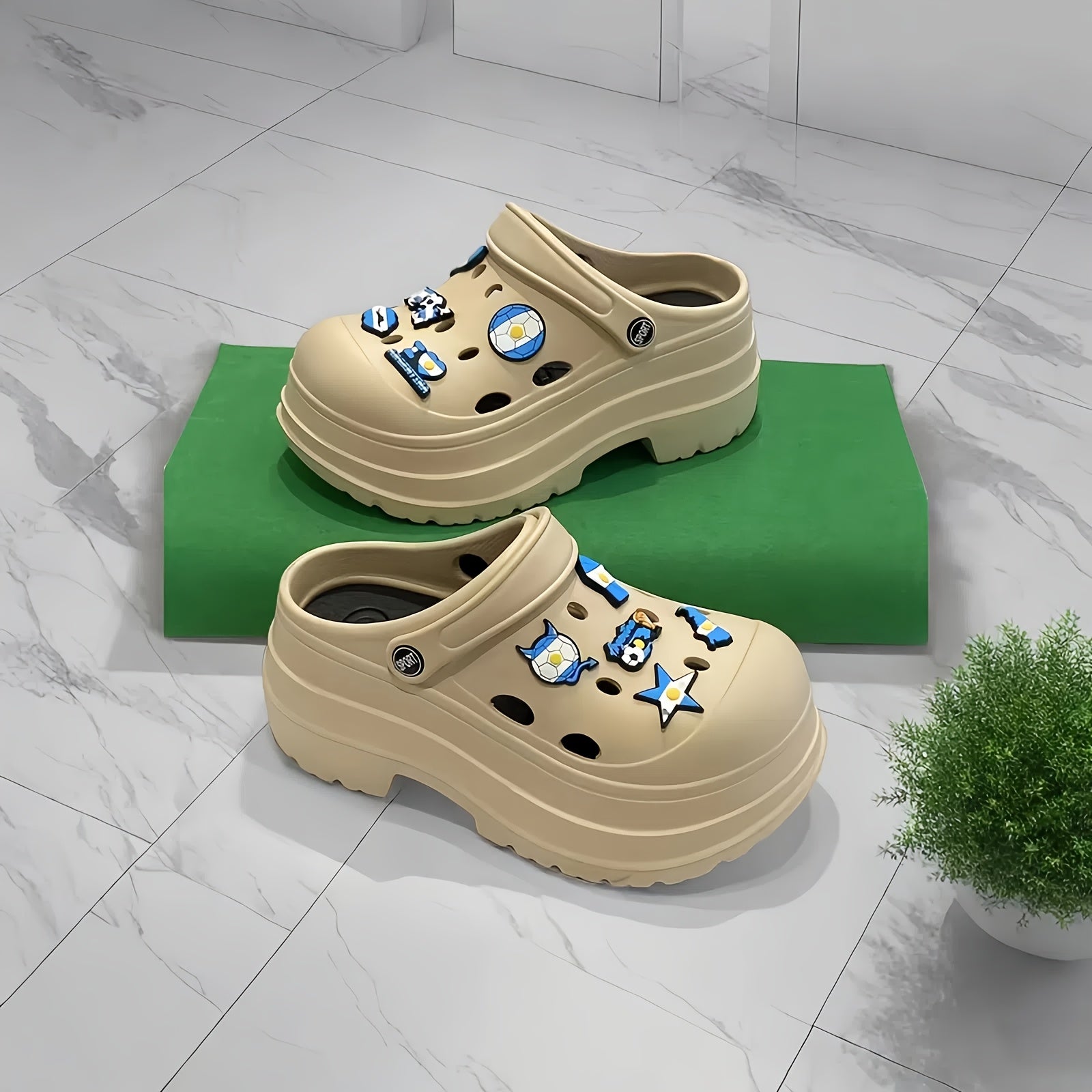 Women's Summer Wooden Sole Shoes Non-slip Hollow Beach Garden Sandals