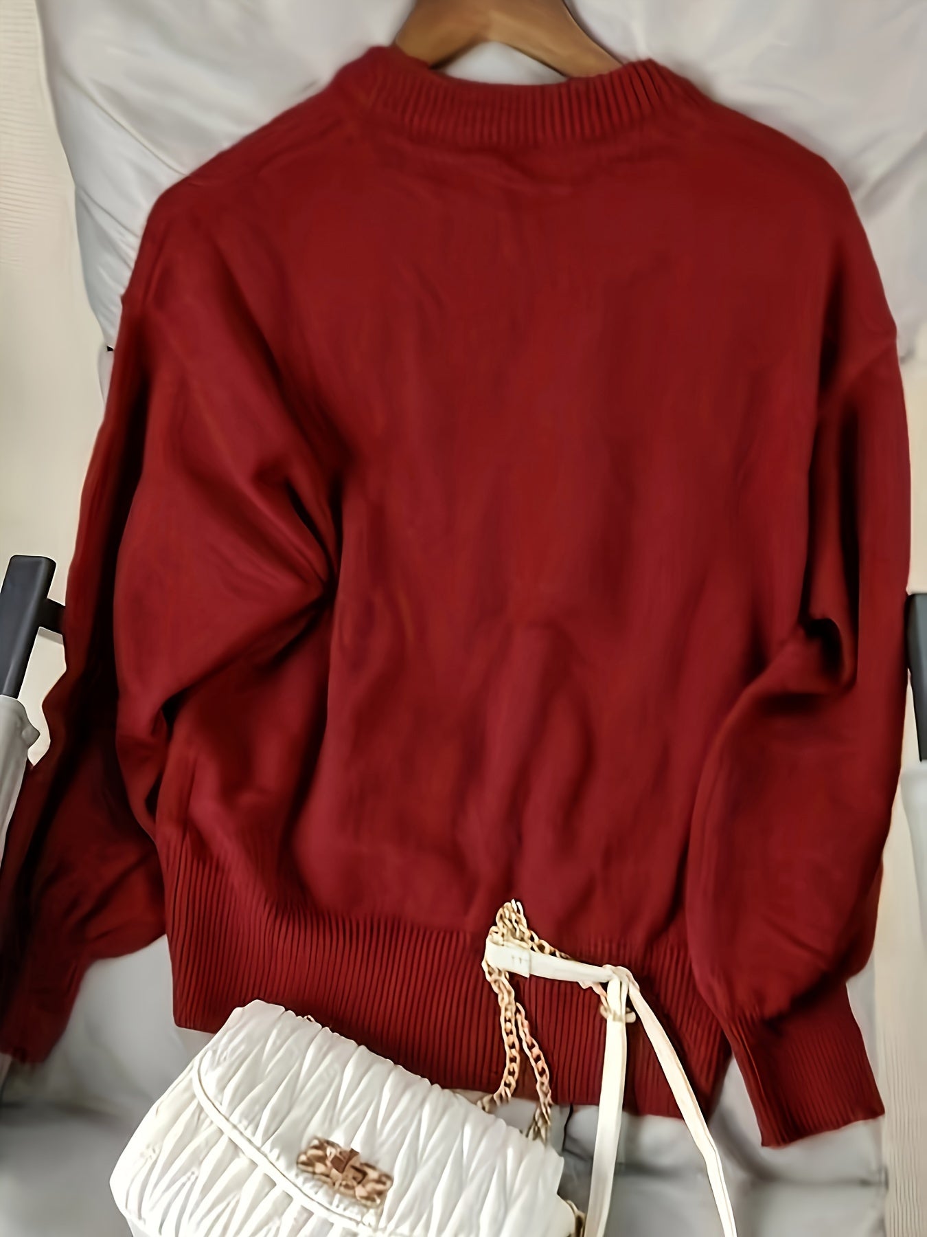 Cárdigan de punto rojo para mujer, suéter grueso y acogedor con cuello redondo y diseño de botones