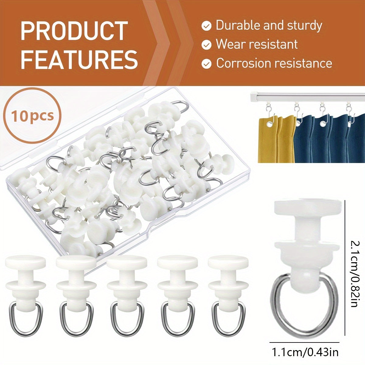 Red Self-Adhesive Bathroom Curtain Track with Silent Glide Nano Rail and Pulleys