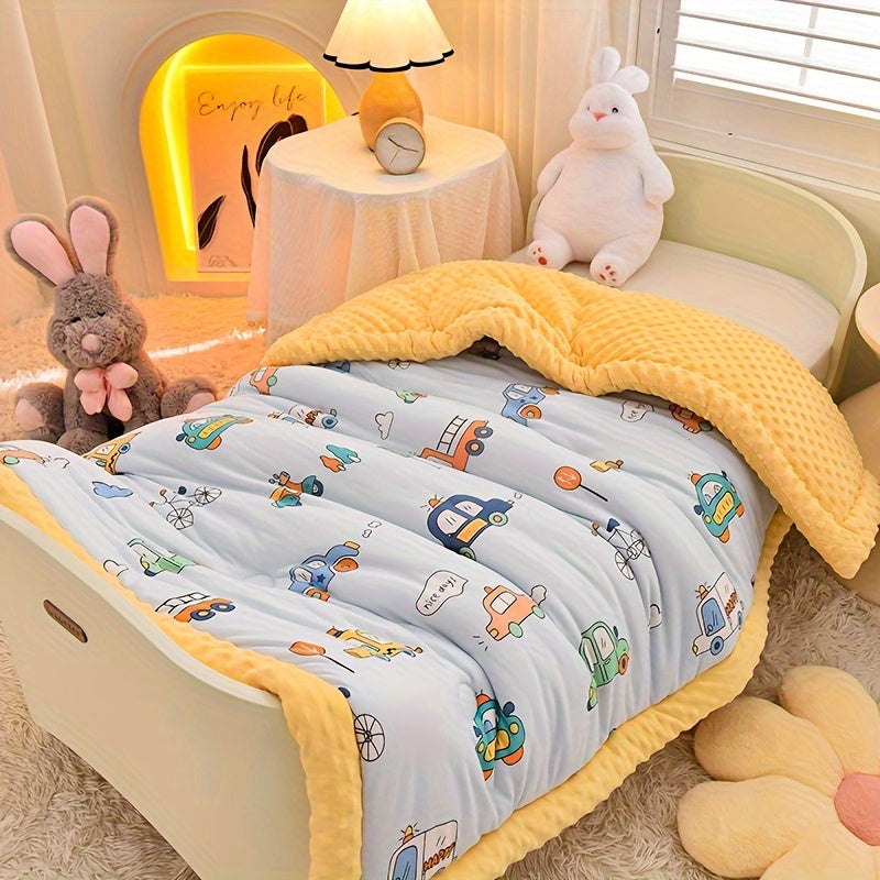 Kids Reversible Dinosaur Sleeping Bag Soft Velvet White with Colorful Patterns