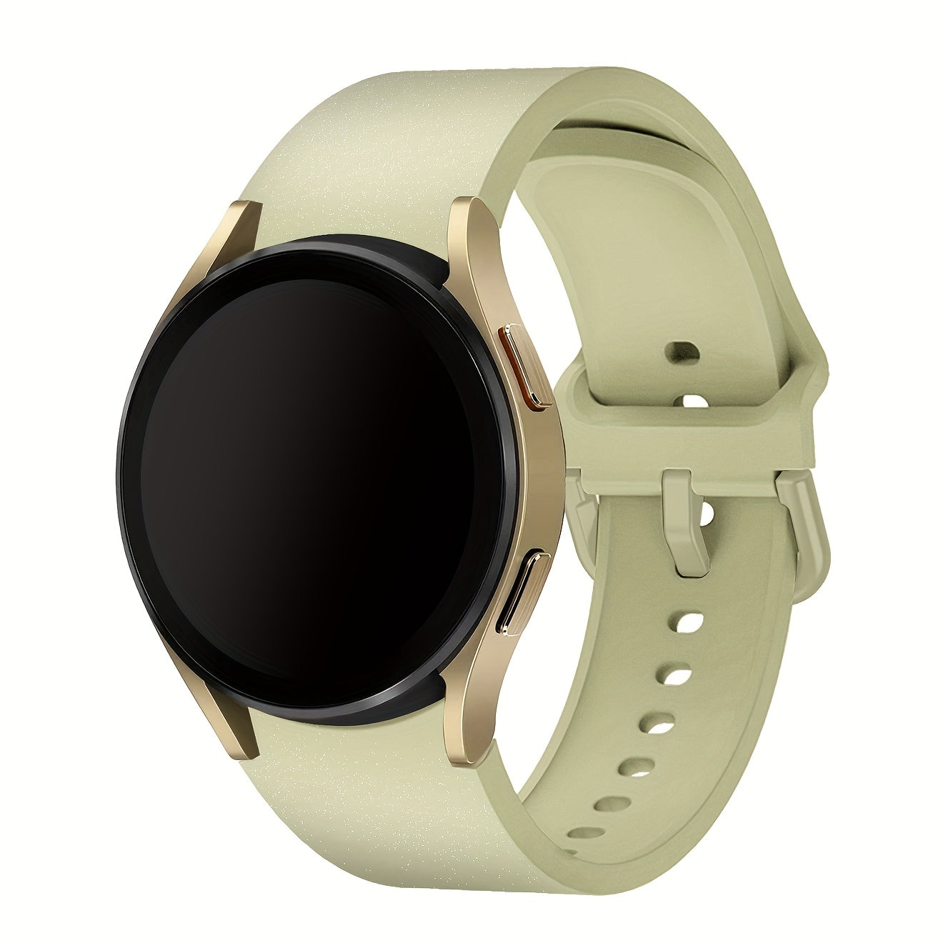 Непрерывный мягкий силиконовый водонепроницаемый ремешок для часов, совместимый с Samsung Galaxy Watch 7/6/5/4. Доступен в розовом, желтом и розовом золоте с застежкой из нержавеющей стали. Удобная посадка для мужчин и