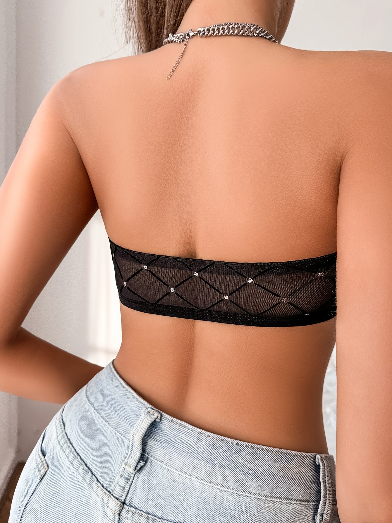 Women's Strapless Bandeau Bra Wireless Knit Fabric Solid Color Elastane Polyester No Padding