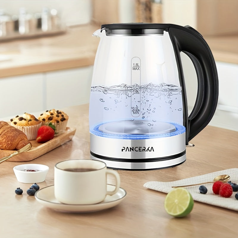 1.8L Electric Kettle Borosilicate Glass 1500W Auto Shut-Off Cool Touch