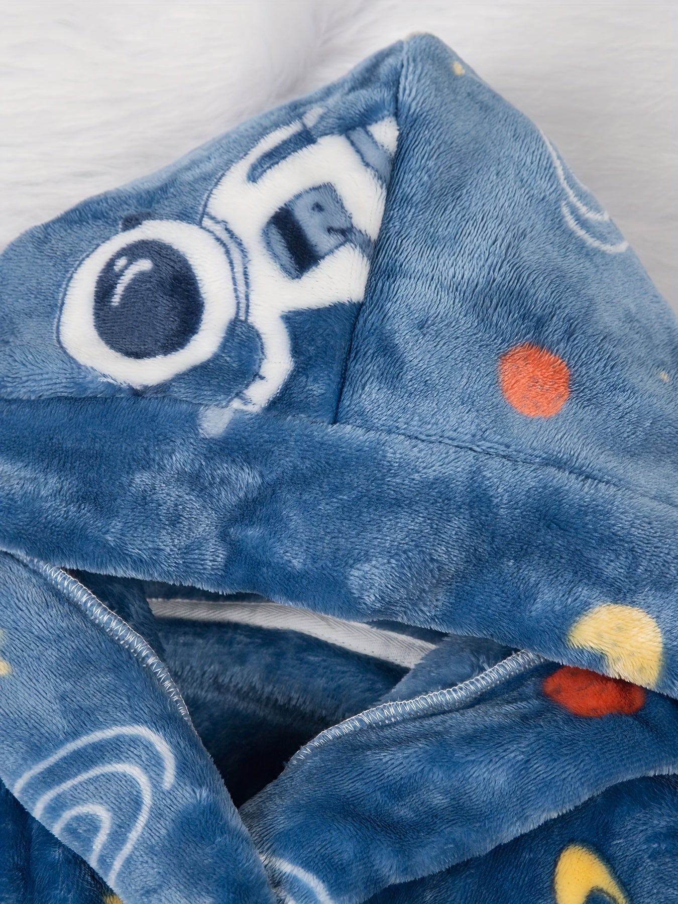 Kids' Space-Themed Fleece Robe with Hood Pockets Flame Retardant for Boys 2-11