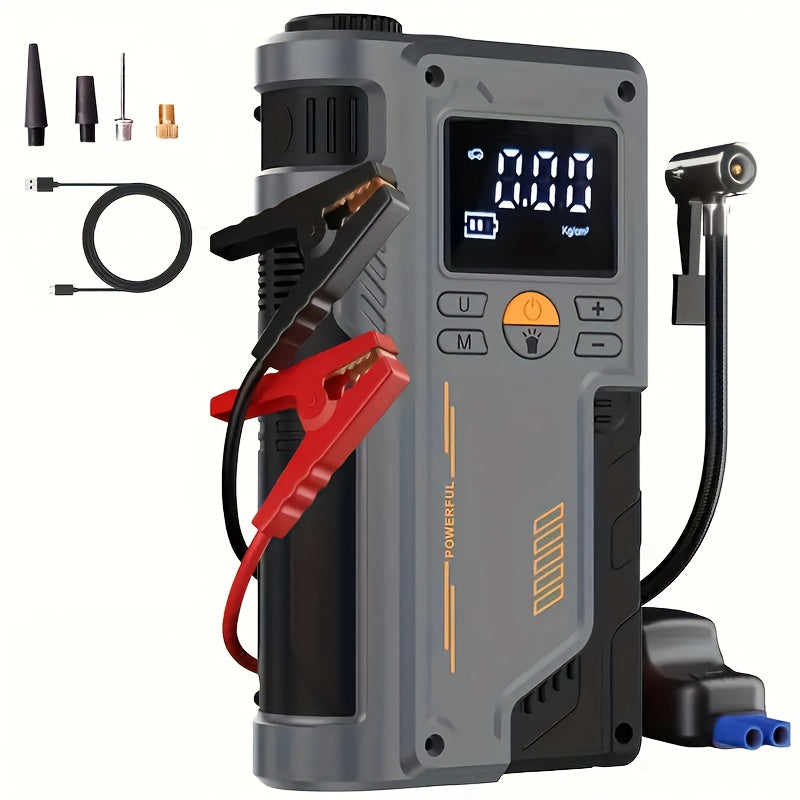 Portable Car Inflator Pump with Emergency Night Light and Wireless Power 8000mAh Lithium Battery