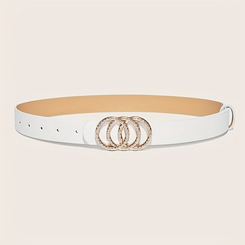 Набор из 2 ремней с камнями-стразами для женщин, черные и белые, стильные аксессуары для джинсов и платьев