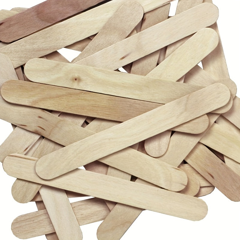 50 Natural Wood Craft Sticks for DIY Popsicle Ice Cream Crafts Kitchen Accessories