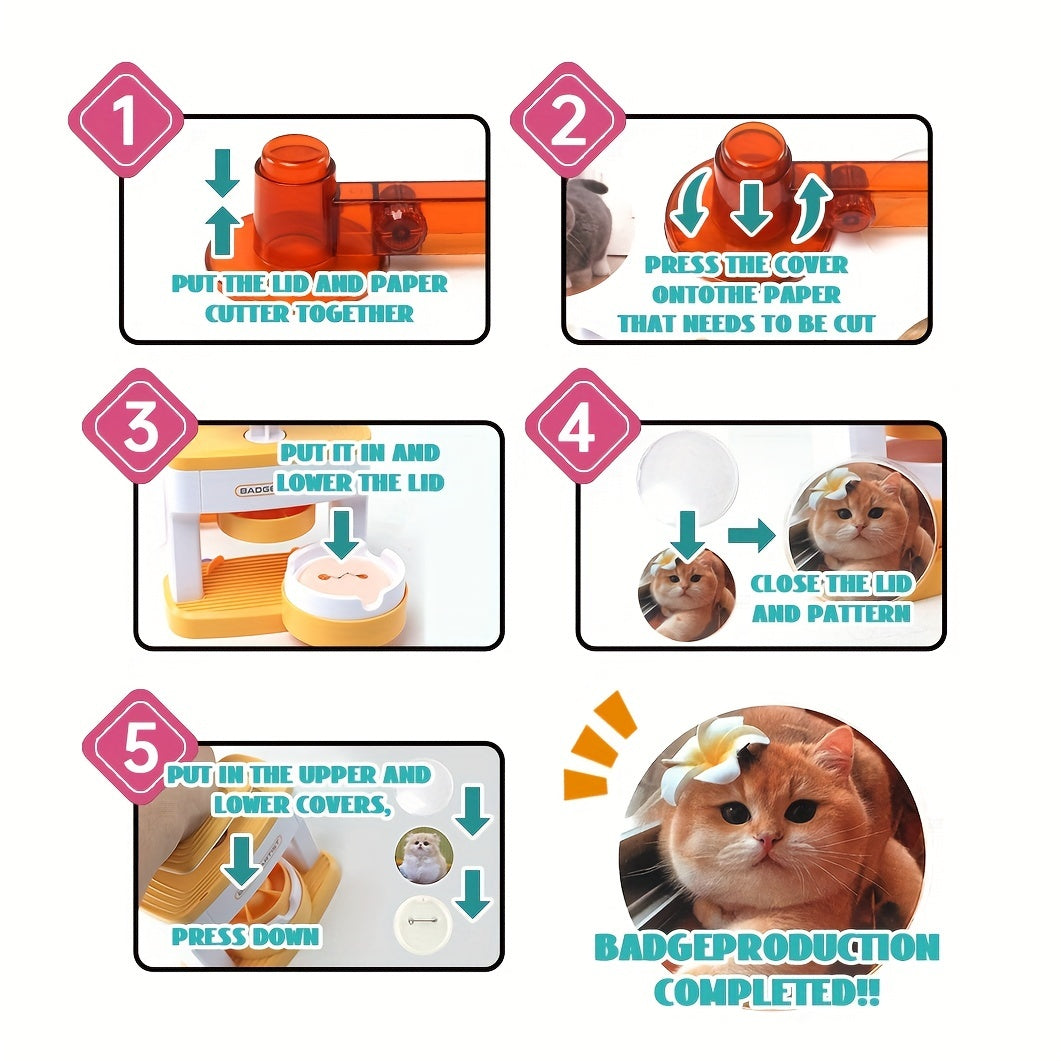 Набор для самостоятельного изготовления значков с 48 деталями и круговым резаком для детей от 6 лет