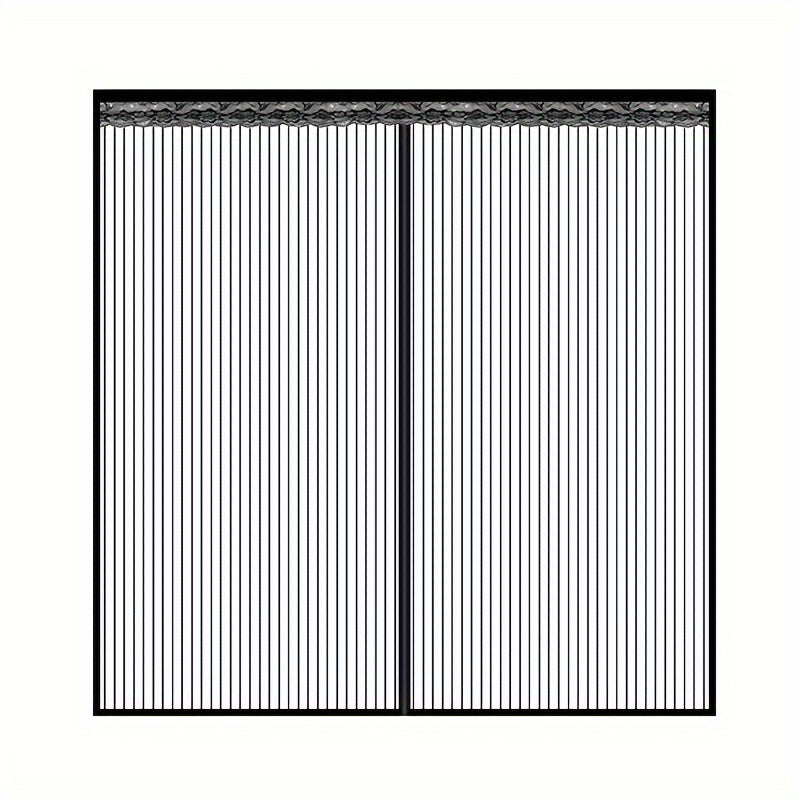 Large Black Striped Magnetic Mosquito Screen Door Breathable Auto-Closing for Bedroom and Home