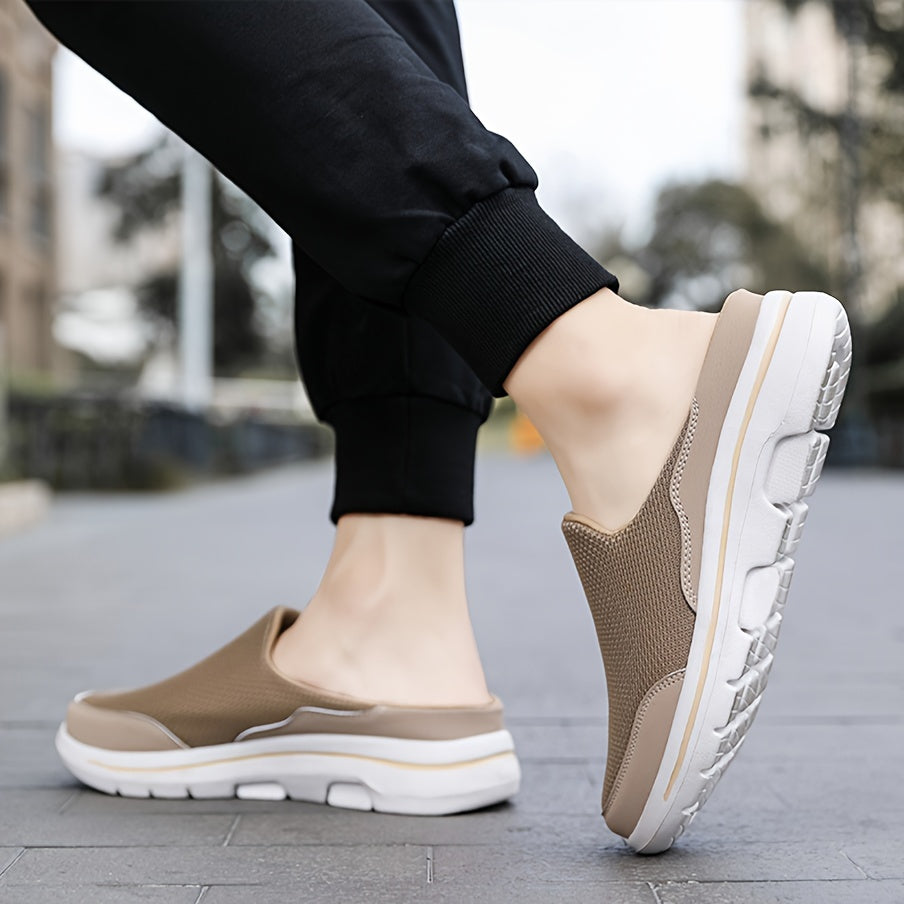 Мужские дышащие нескользящие домашние и уличные тапочки из ткани с резиновой стелькой