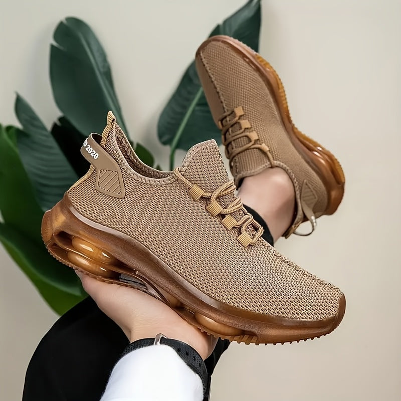 Women's Mesh Knit Casual Basketball Sneakers Khaki Lightweight Shoes