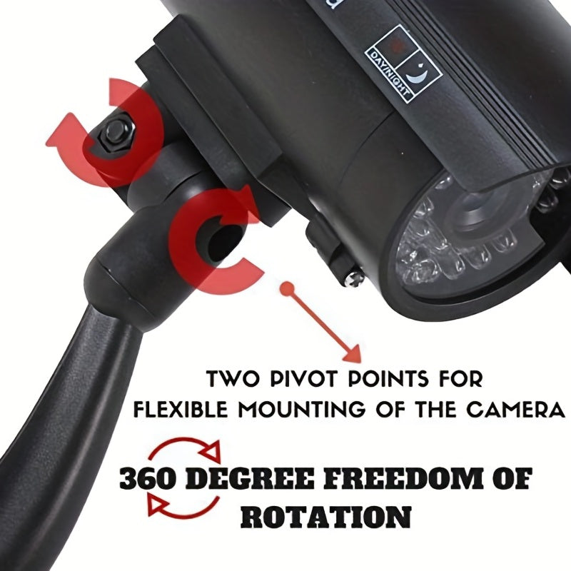 2-Pack Dummy Security Cameras Outdoor Indoor Fake CCTV with LED Lights and Warning Stickers
