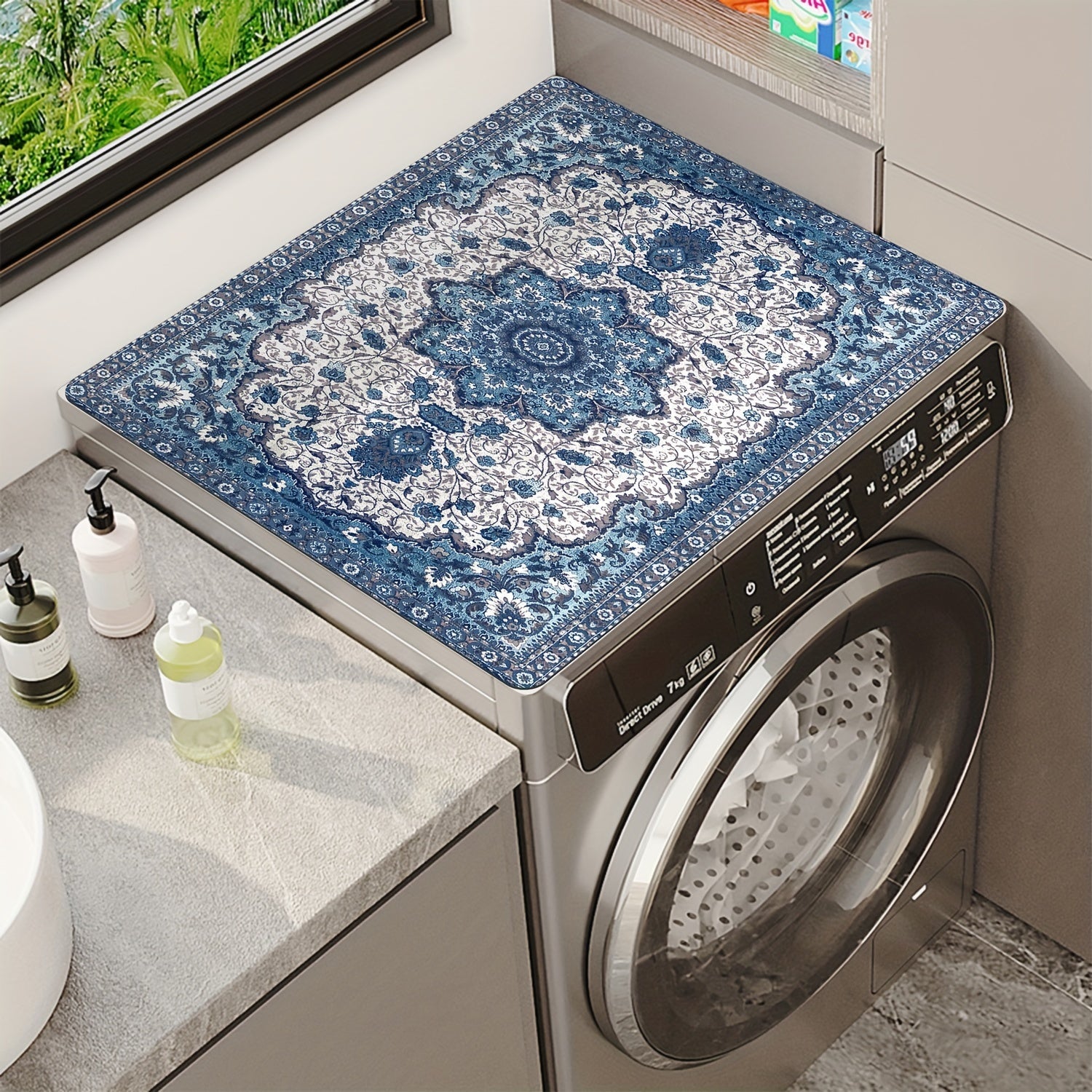 2 ta Vintage Qahva va Gul Printi Yuvish va Quruq Mashinalar Uchun Chang Qoplamalari - Mustahkam, Dog'ga Qarshi, Sirpanmaydigan Yostiqlar, Kir Yuvish Mashinalari Uchun Retro Uslubida