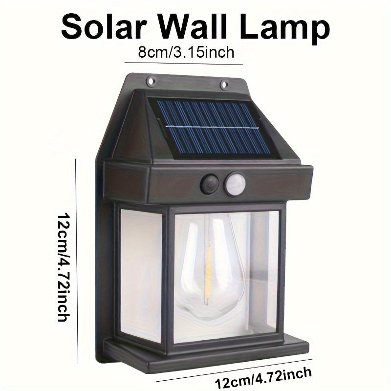 Lámpara solar de pared con sensor de movimiento y 3 modos de iluminación para patio, garaje y jardín