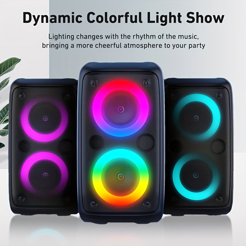 Wireless Bluetooth Speaker with Subwoofer RGB Lights FM Radio TWS 10W Black