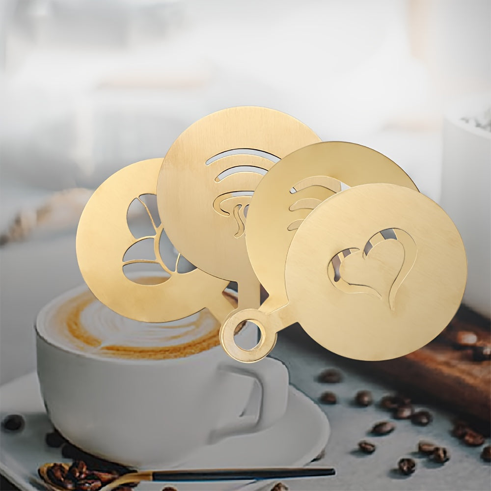 Stainless Steel Cake and Coffee Stencils Set for Lattes Cakes Cookies 4 Pack