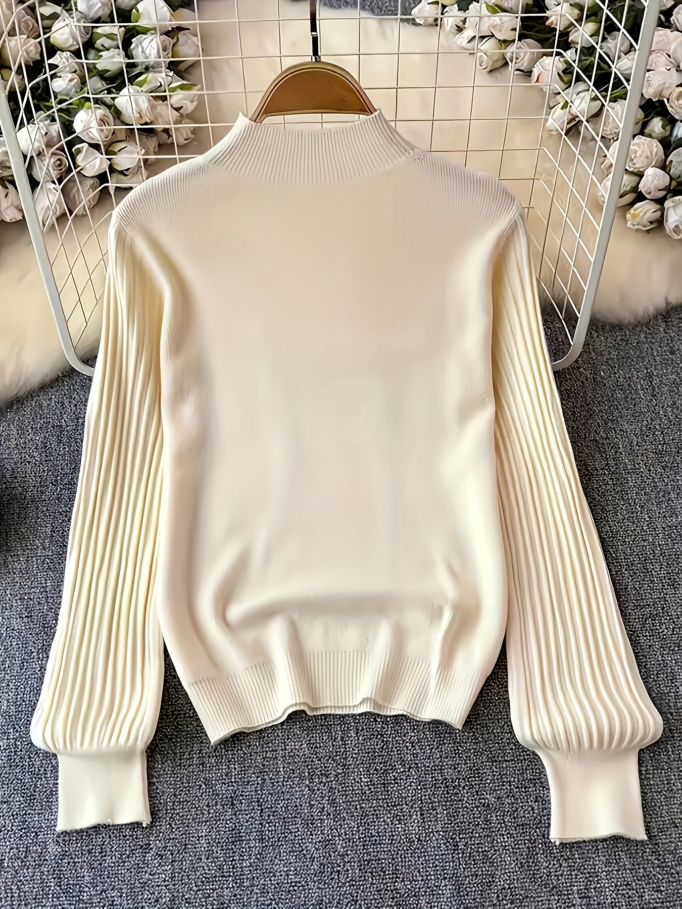 Women's Ribbed Turtleneck Sweater Fall Winter Slim Fit Long Sleeve Casual Knit Top