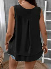 Plus Size Women's V-Neck Tank Top Sleeveless Blouse Summer Comfortable Linen