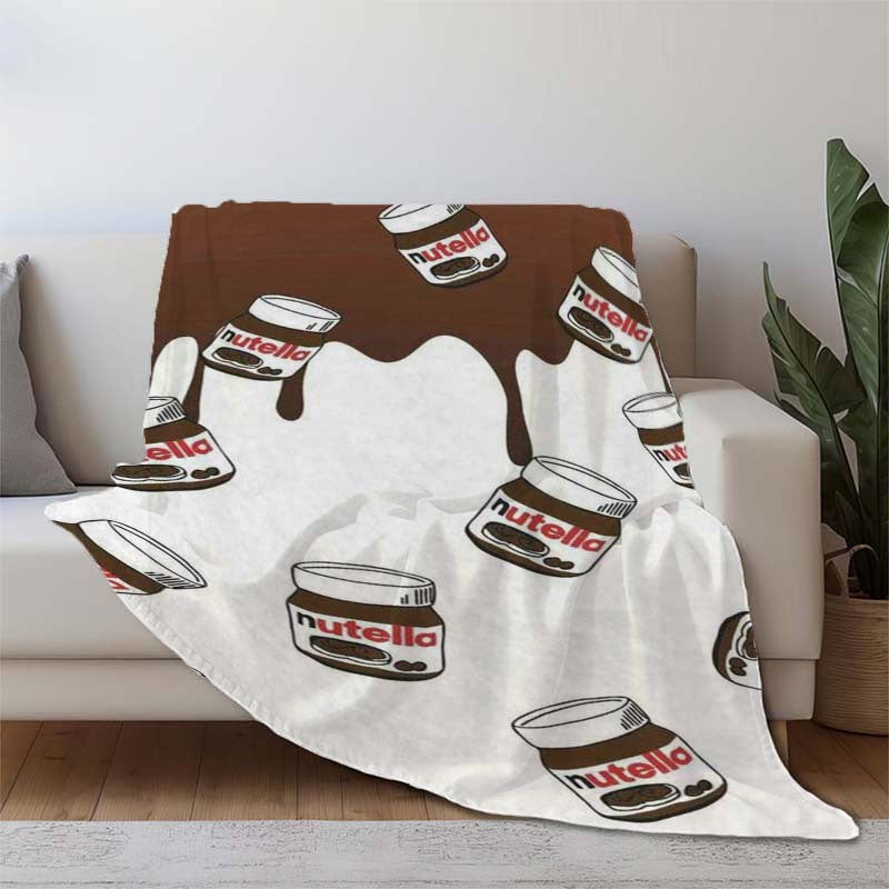 Flannel Fleece Blanket with Nutella Print Digital Design for All Seasons