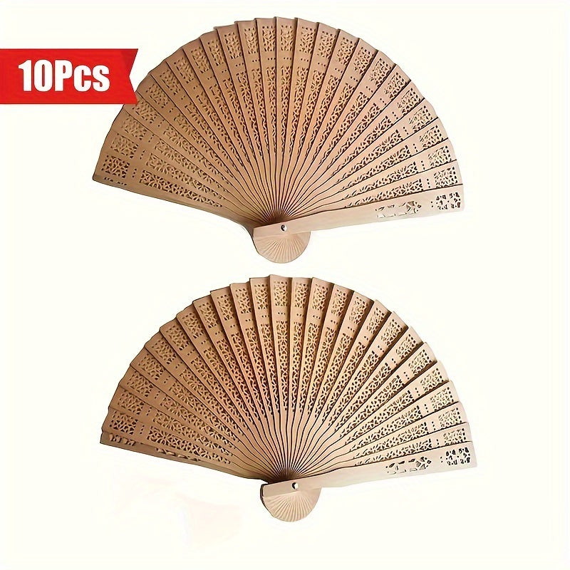 Set of 10/20/30 Wedding Fans Portable Chinese Sandalwood Hand Fans for Wedding Gifts and Party Decor