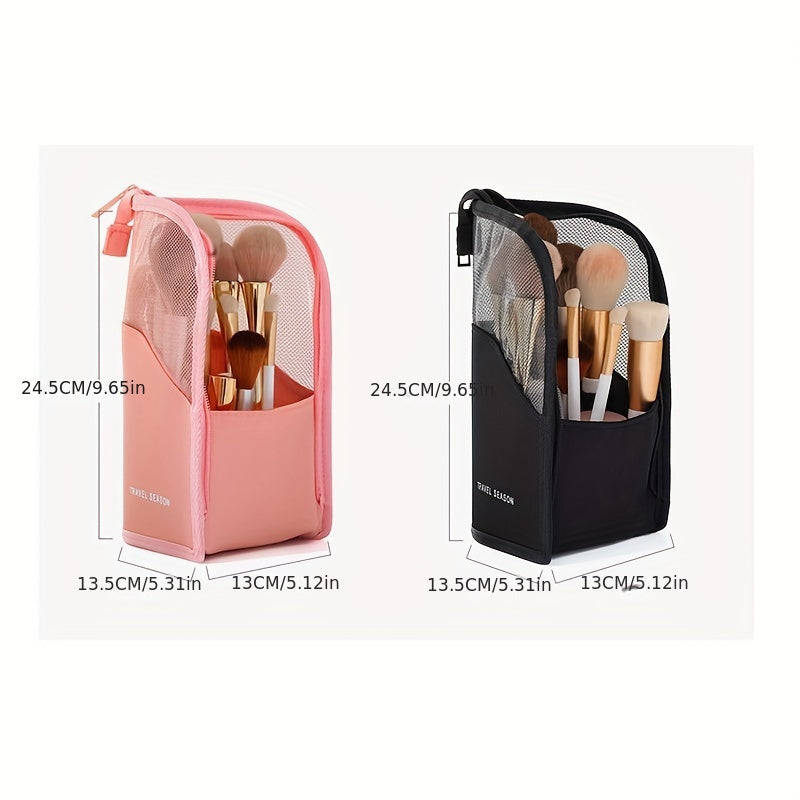 Водонепроницаемая сумка для стирки с удобным для путешествий хранением кистей для макияжа, компартментализированным хранением косметики и прозрачным дизайном.