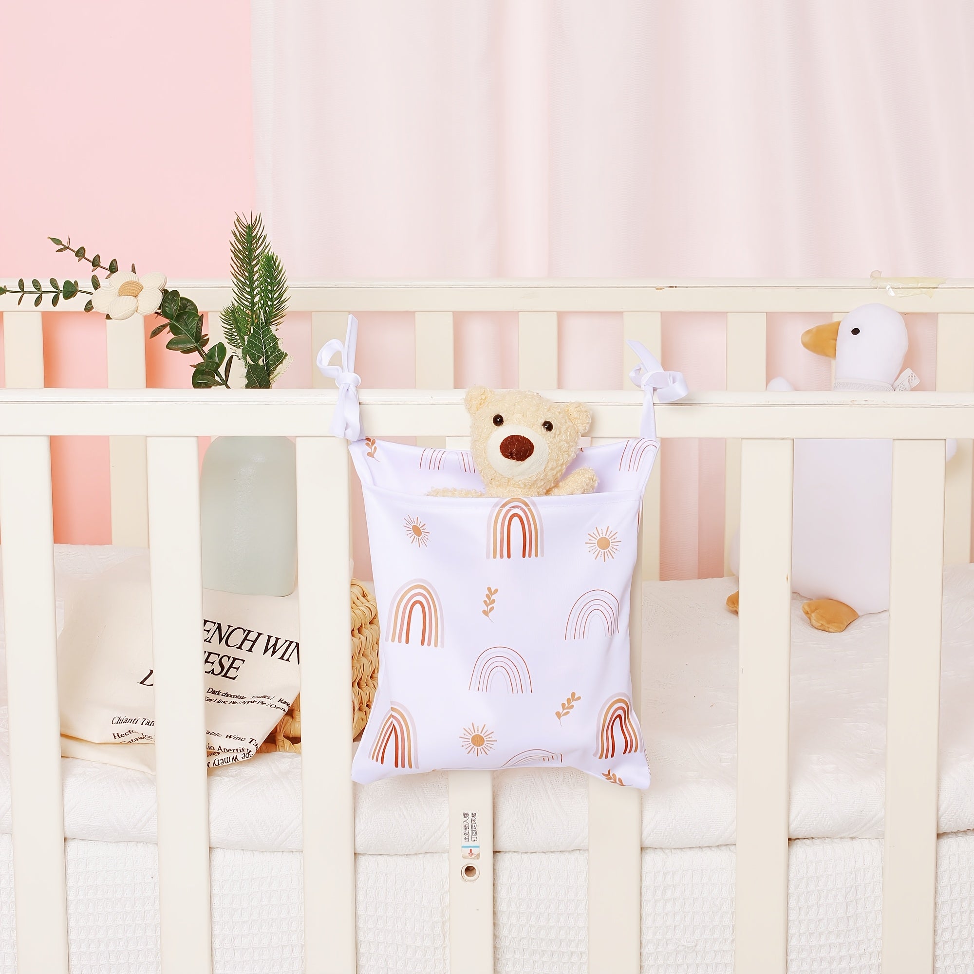 Kids Bedside Storage Organizer with Pockets, Hanging Design, Cute Print