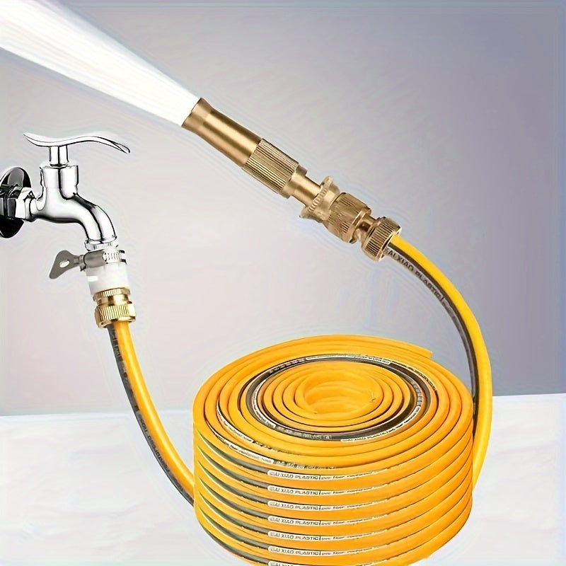 Copper Garden Hose with Nozzle Adjustable Valve Multi-Function Watering System for Car Wash Plants Lawn