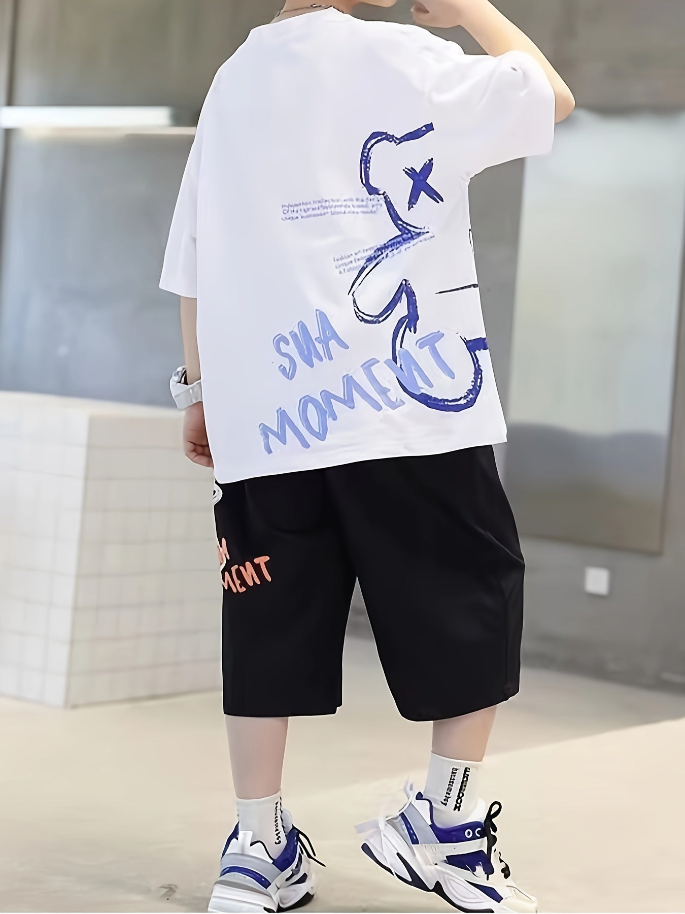 Boys Summer Sports Two-Piece Set Medium-Large Breathable Cotton Polyester Shorts