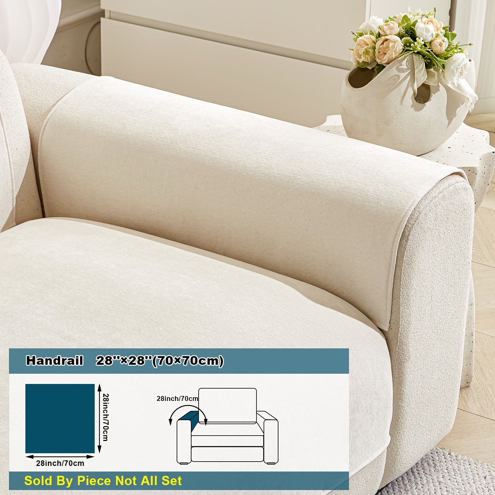 Chenille Sofa Cover Non-Slip Pet-Friendly All Seasons Fits 1-4 Seaters Light Beige