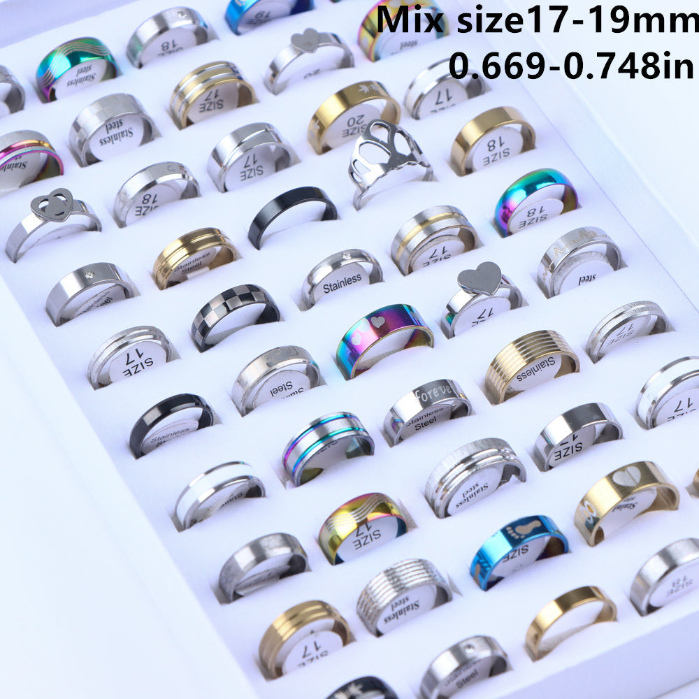 Set of 20 Stainless Steel Heart Design Fashion Rings for Men and Women