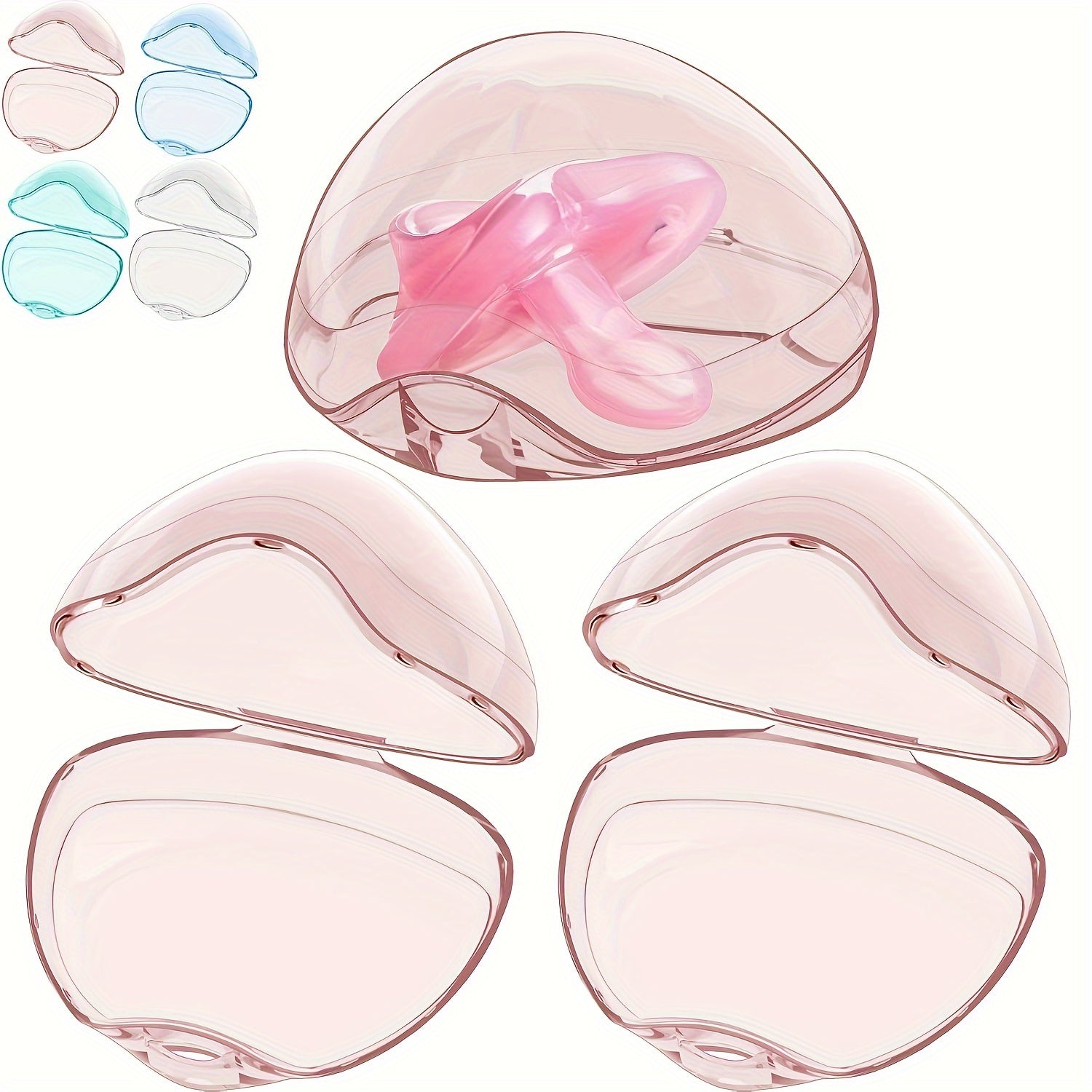 Set of Two Translucent Plastic Storage Cases with Flip Lids in Pink and Blue for Soothing Items