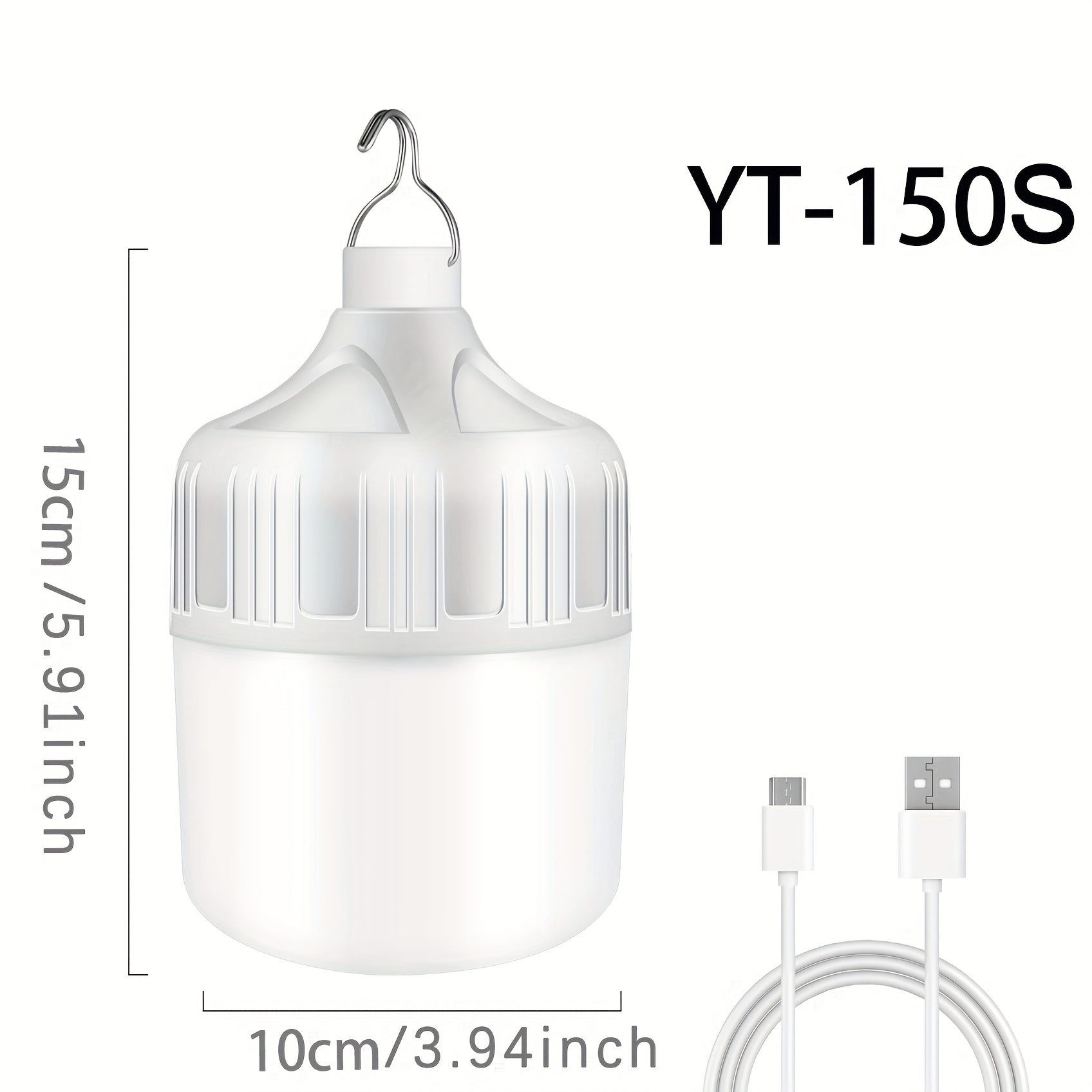 Ultra Bright USB Rechargeable LED Light Bulb with Hook for Camping and Emergency Use