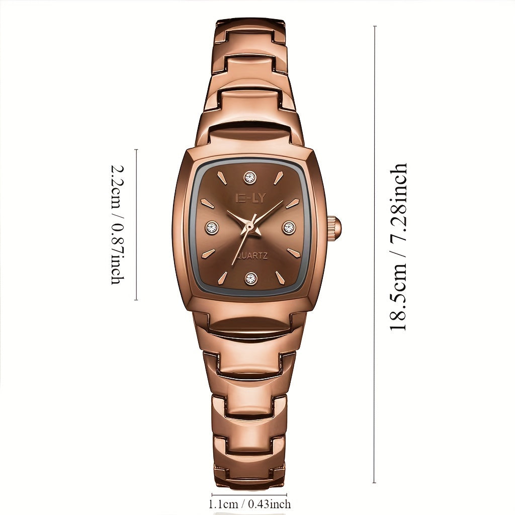 Unisex Square Rhinestone Quartz Watch with Zinc Alloy Strap and Dial